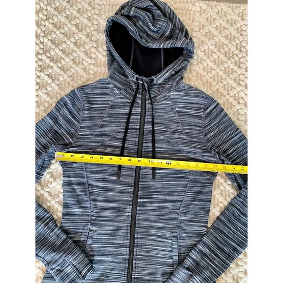 Lululemon Hooded Define Jacket Heathered Gray Stripe Size 10 - Picture 3 of 5